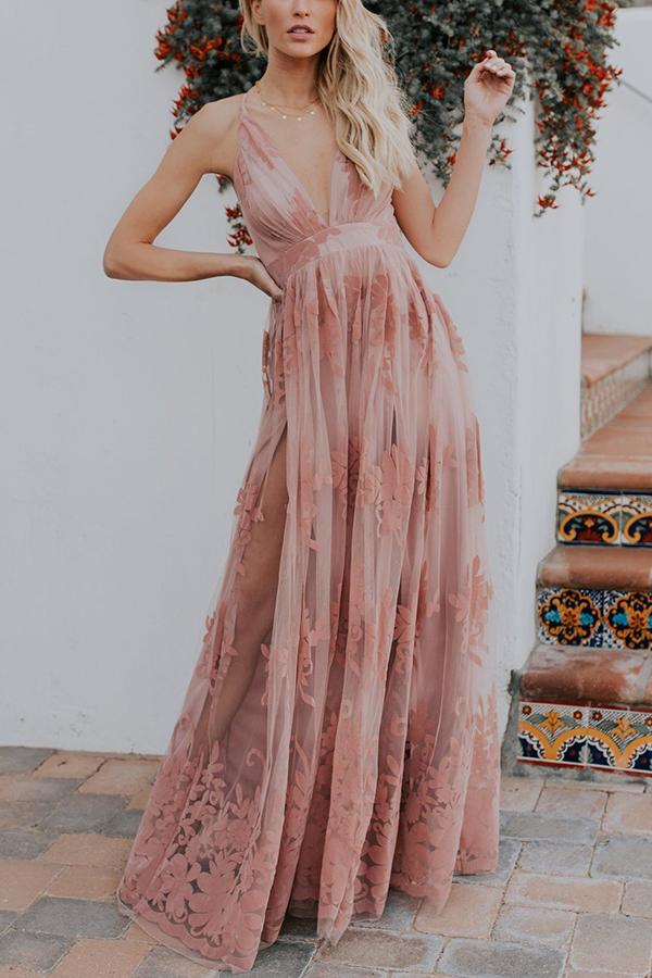 True Romance Pleated Tulle Maxi Dress