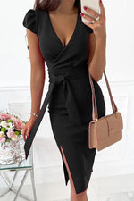 Bianca Puff Sleeves Elegant Wrap Dress