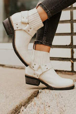 Low Heel Slip On Ankle Boots