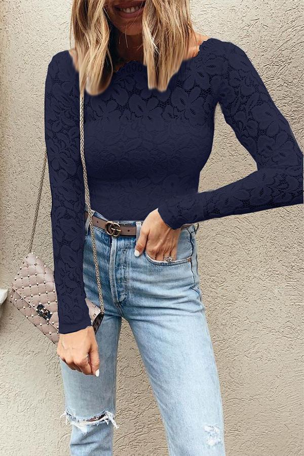 Slim-fit Lace Long-sleeved Top