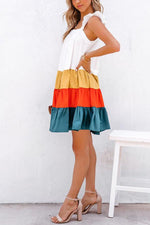 Restart Summer Color Block Tiered Babydoll Dress