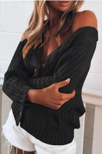 Florcoo Striped V-neck Cardigan Knit Sweater（4 colors）