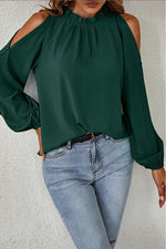 Everything and More Pleated Cold Shoulder Top