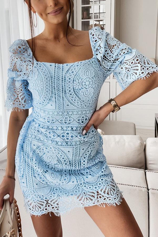 What Love Is Square Neck Lace Dress