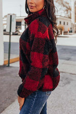 Cozy Holiday Plans Sherpa Plaid Pullover