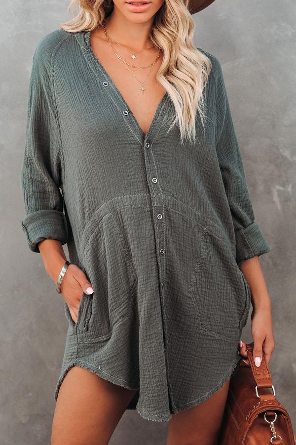 Xavier Cotton Pocketed Button Down Tunic
