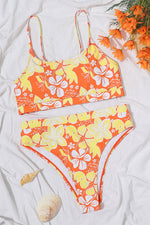Daring Heart Floral High Waist Bikini Set