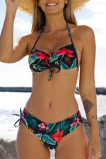 Tropical Floral Print Strappy Bikini