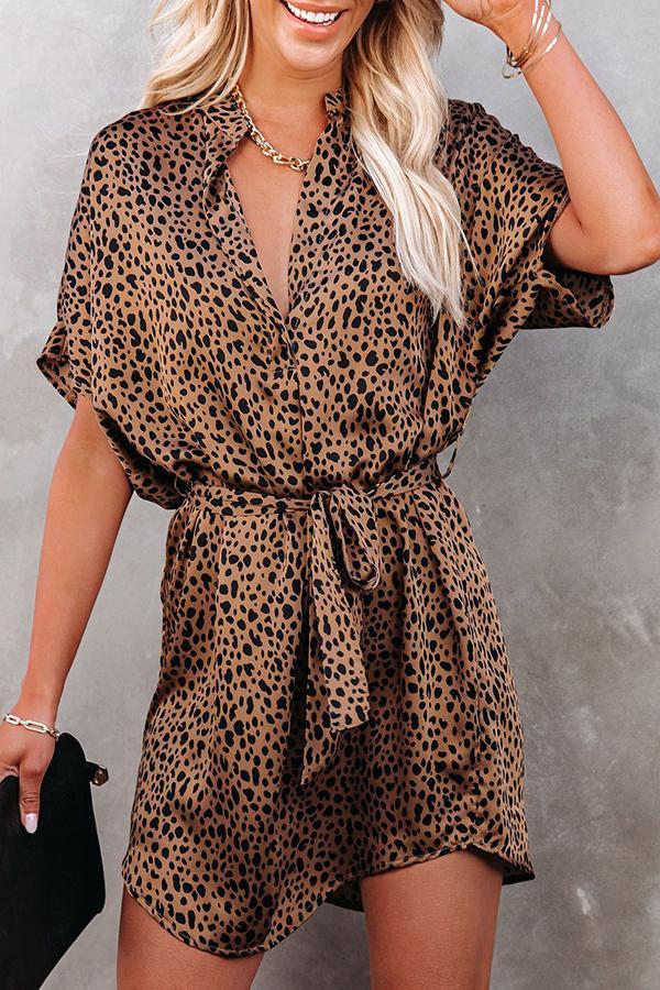 Wild Thing Leopard Satin Tie Dress