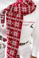 Christmas Elk Snowflake Jacquard Double Knit Scarf