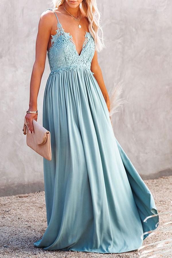 Romantic Lace Stitching Maxi Dress