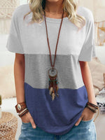 Contrasting Round Neck Short-sleeved Loose T-shirt