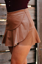 Style Leader Faux Leather Ruffled Mini Skirt