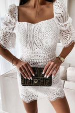 What Love Is Square Neck Lace Dress