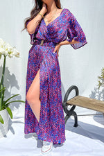 Capture Your Attention Printed Belt Maxi Dress