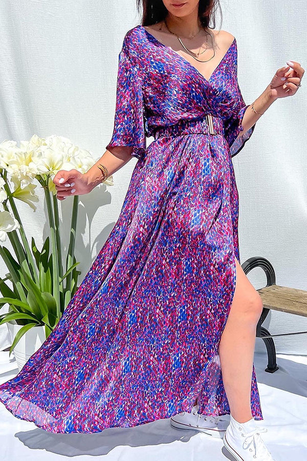 Capture Your Attention Printed Belt Maxi Dress