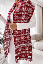 Christmas Elk Snowflake Jacquard Double Knit Scarf