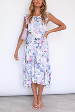 Violet Print Loose Midi Dress