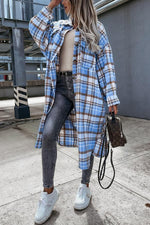 Alanis Pocketed Plaid Long Blouse