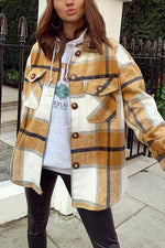 Plaid Button Pockets Coat