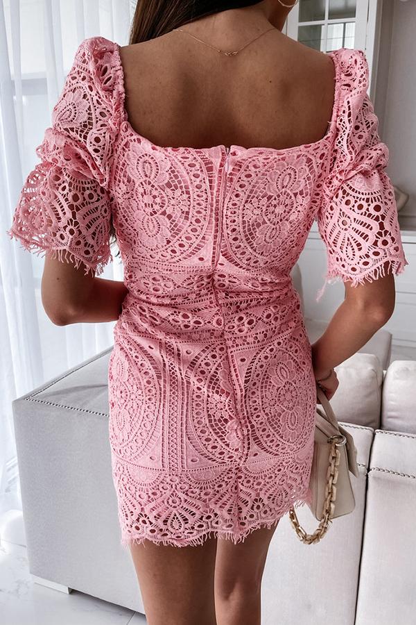 What Love Is Square Neck Lace Dress