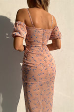 Sexy Sweetheart Floral Ruched Midi Dress