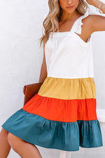 Restart Summer Color Block Tiered Babydoll Dress