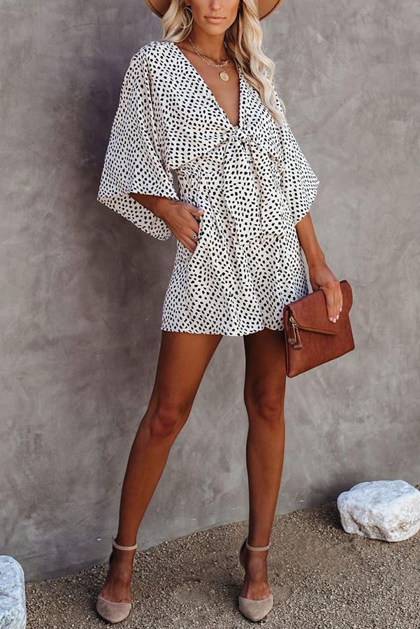 Well Behaved Printed Pocketed Tie Romper