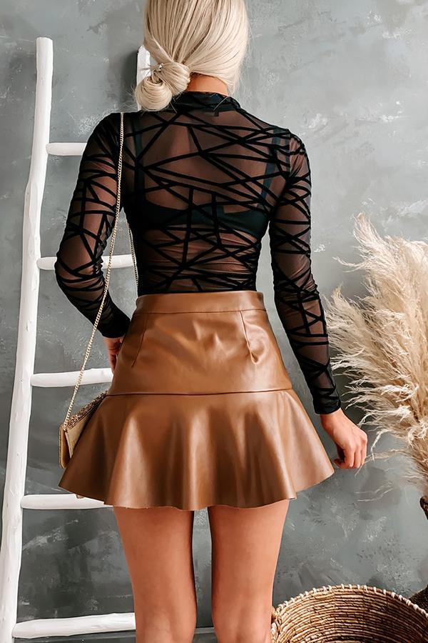Style Leader Faux Leather Ruffled Mini Skirt