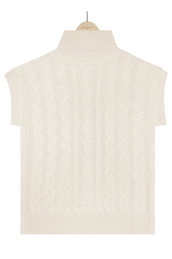 Natalia Cable Short Sleeve Turtleneck Sweater