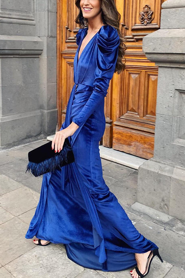 Novakiki Elegance Is Beauty Velvet Drape Maxi Dress