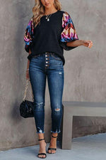 Sequin Flares Sleeve Top