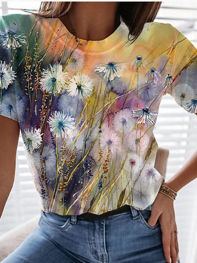 Fashion Tie-dye Variegated Print Short-sleeved Top