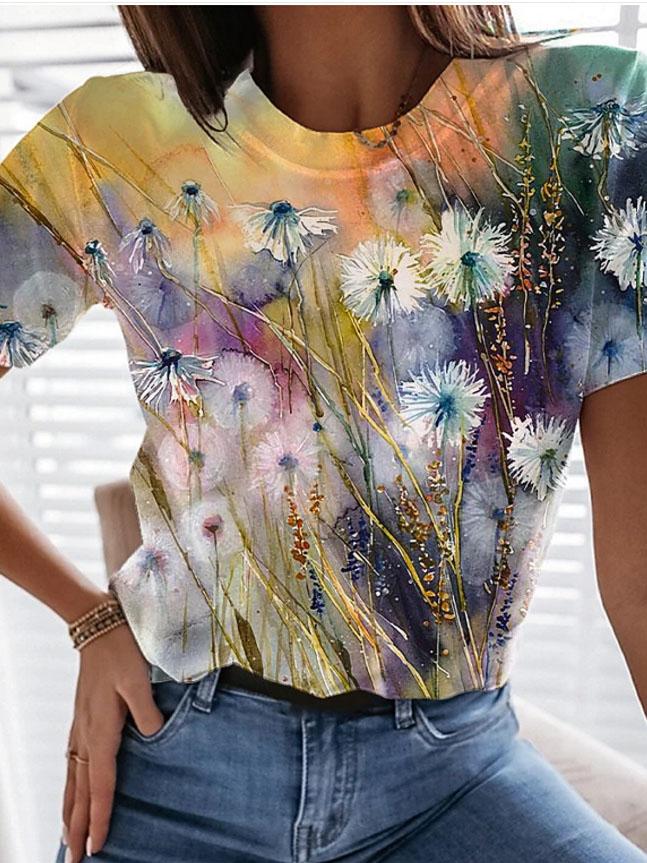 Fashion Tie-dye Variegated Print Short-sleeved Top