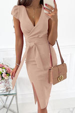 Bianca Puff Sleeves Elegant Wrap Dress