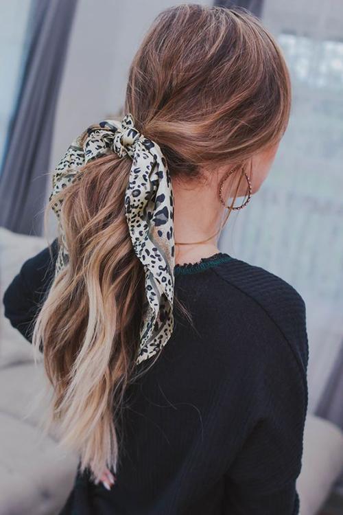 Leopard Head Print Scrunchie