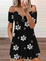 Flower Print Zipper Suspender Dress