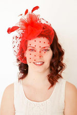 Dot Veil Feather Fascinator