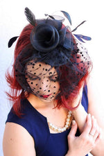 Dot Veil Feather Fascinator