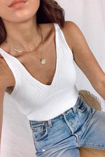 Knit V Neck Slip Top