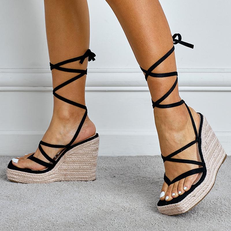 Summer lace-up platform shoes