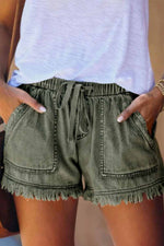 Adjustable Tassel Pockets Design Denim Shorts(4 Colors)