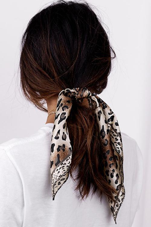 Leopard Head Print Scrunchie