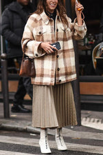 Plaid Button Pockets Coat