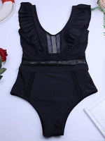 Ruffled Hallow Out One-piece Swimsuit