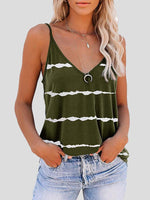 Sleeveless V-neck Striped Print Tank Top