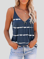 Sleeveless V-neck Striped Print Tank Top