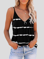 Sleeveless V-neck Striped Print Tank Top