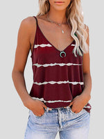 Sleeveless V-neck Striped Print Tank Top