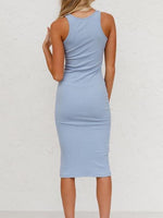 Slim Sleeveless Knit Slit Vest Dress